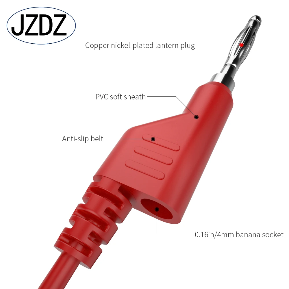 JZDZ 2pcs 4mm Banana Plug to Alligator Clip Multimeter Test Leads Cable Line Jumper Wire 1m/3.3ft  Red Black  J70054-1-RB