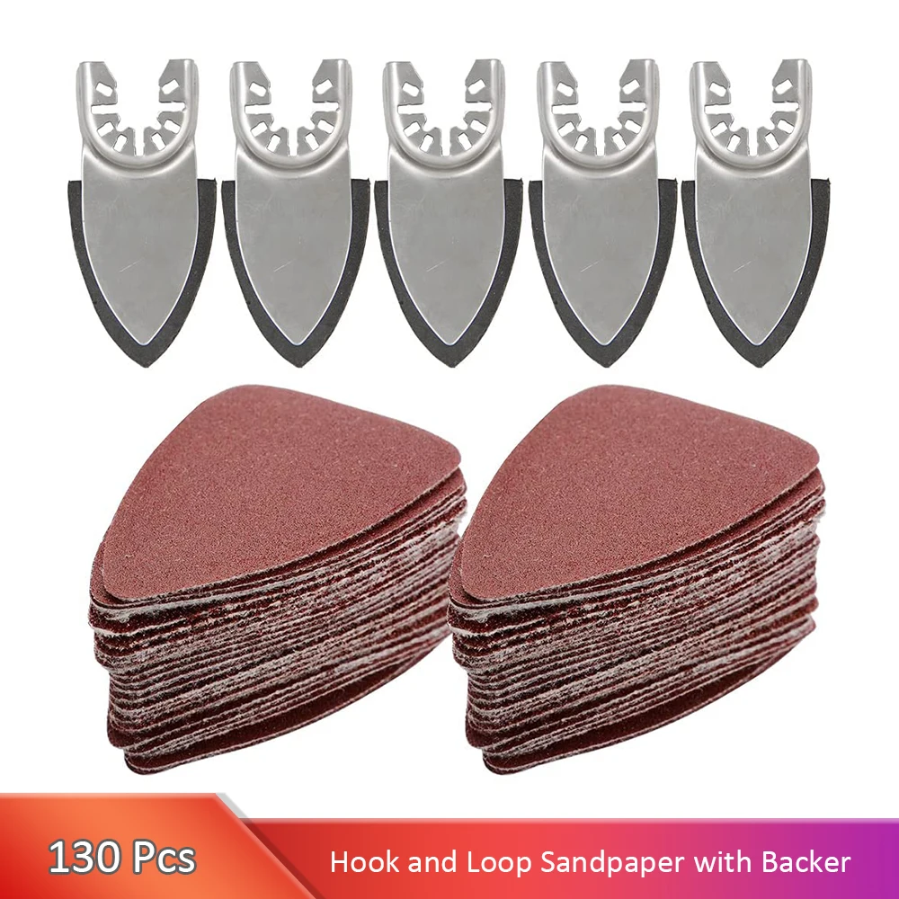 130Pcs Oscillating Tool Detail Sanding Pads Kit Finger Sanding Pads Sandpaper 60-240 Grits Hook & Loop for Wood Plaster Surfaces