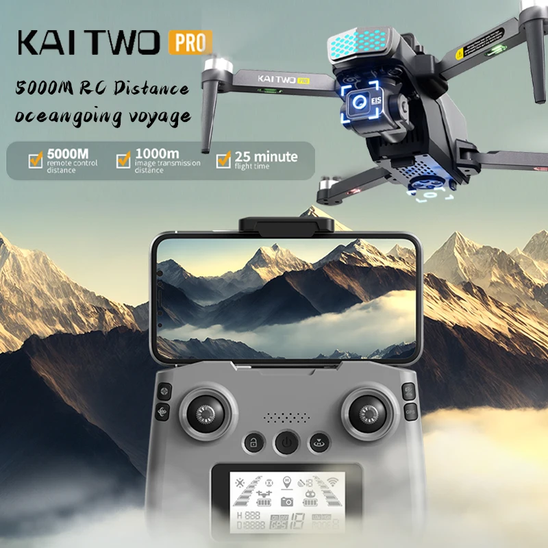 KAITWO PRO Drone 4K Professional 3-Axis Gimbal PTZ HD Dual Camera 360° Obstacle Avoidance Brushless GPS Quadcopter FPV RC Drones