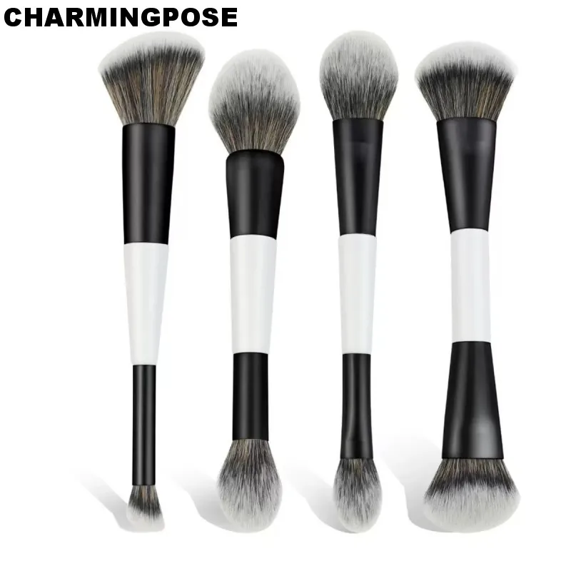 2-in-1 Dual Ended Makeup Brush Professional | Double Sided Face and Eye Cosmetic Brush | Portable Travel Makeup Tools Set