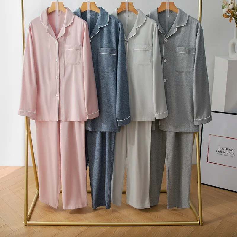 

Soft Cotton Plaid Pajama Set, Long Sleeve Warm Night Pajamas, Button Down Cozy Home Sleepwear, Women Two Piece Comfy Lounge Set