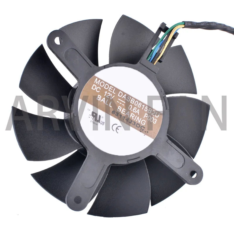 

Brand New Original DASB0815B2U DC12V 0.6A 74mm 4Wires 4Pin For ZOTAC GTX560TI Graphics Card Cooler Cooling Fan