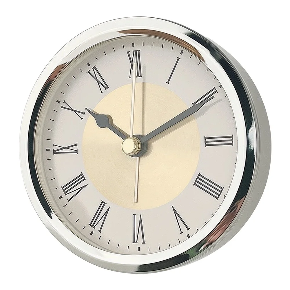 Silver Clock Insert Quartz Alarm Clock Home Decor Enhancement Timeless Aesthetic White for dial Design Accurate Quartz Movement