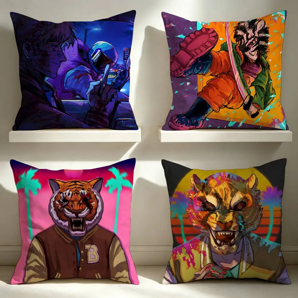 Hotline Miami Action Game  Square Double-Sided Printed Pillow Case Sofa Cushion Cover Bedroom Bedside Decor