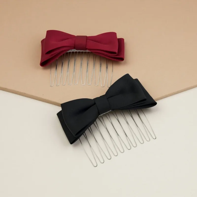 

Korean Style Bow Hair Comb Polka Dot Hair Clip Versatile Fashion Inverted Comb Women Hair Accessories Резинки Для Волос