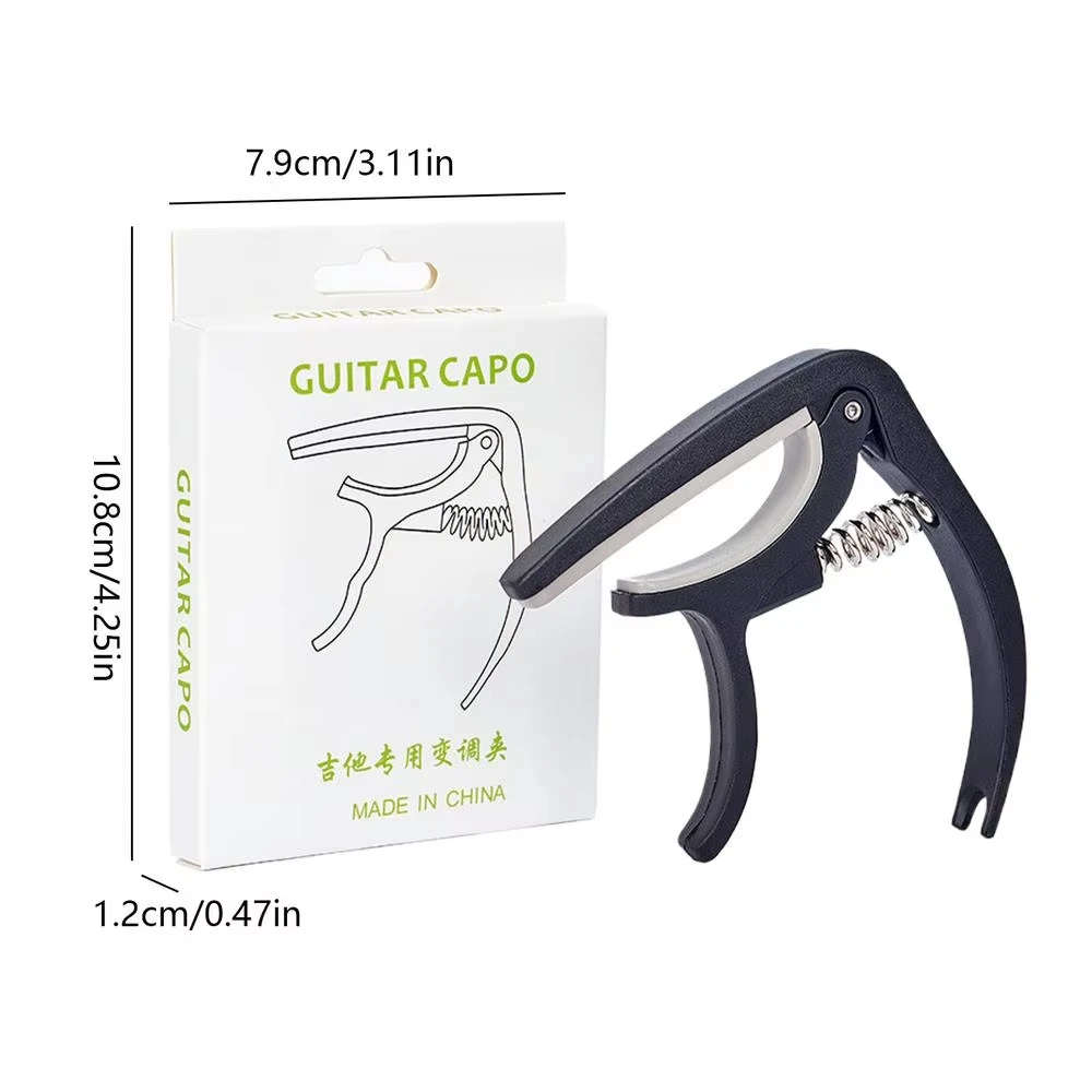 Capo de guitarra portátil de plástico para guitarra eléctrica clásica acústica, abrazadera de afinación, accesorios para instrumentos musicales, color negro