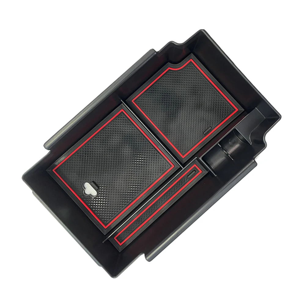 Car Center Armrest Storage Box Organizer Tray With Black Red Pad New Fit For Subaru Crosstrek 2024-2023