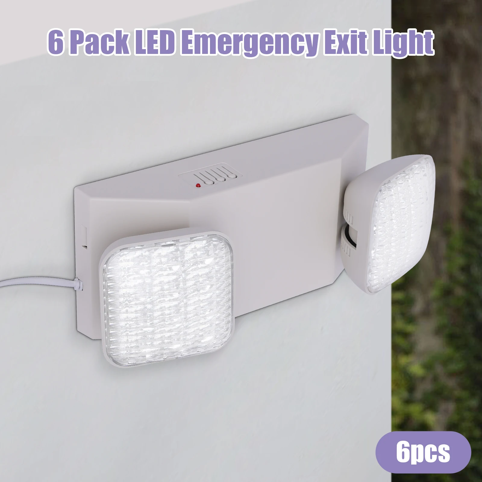 6 Pack LED Emergency Exit Light Adjustable 2 Head AC85-265V With Battery Back-up