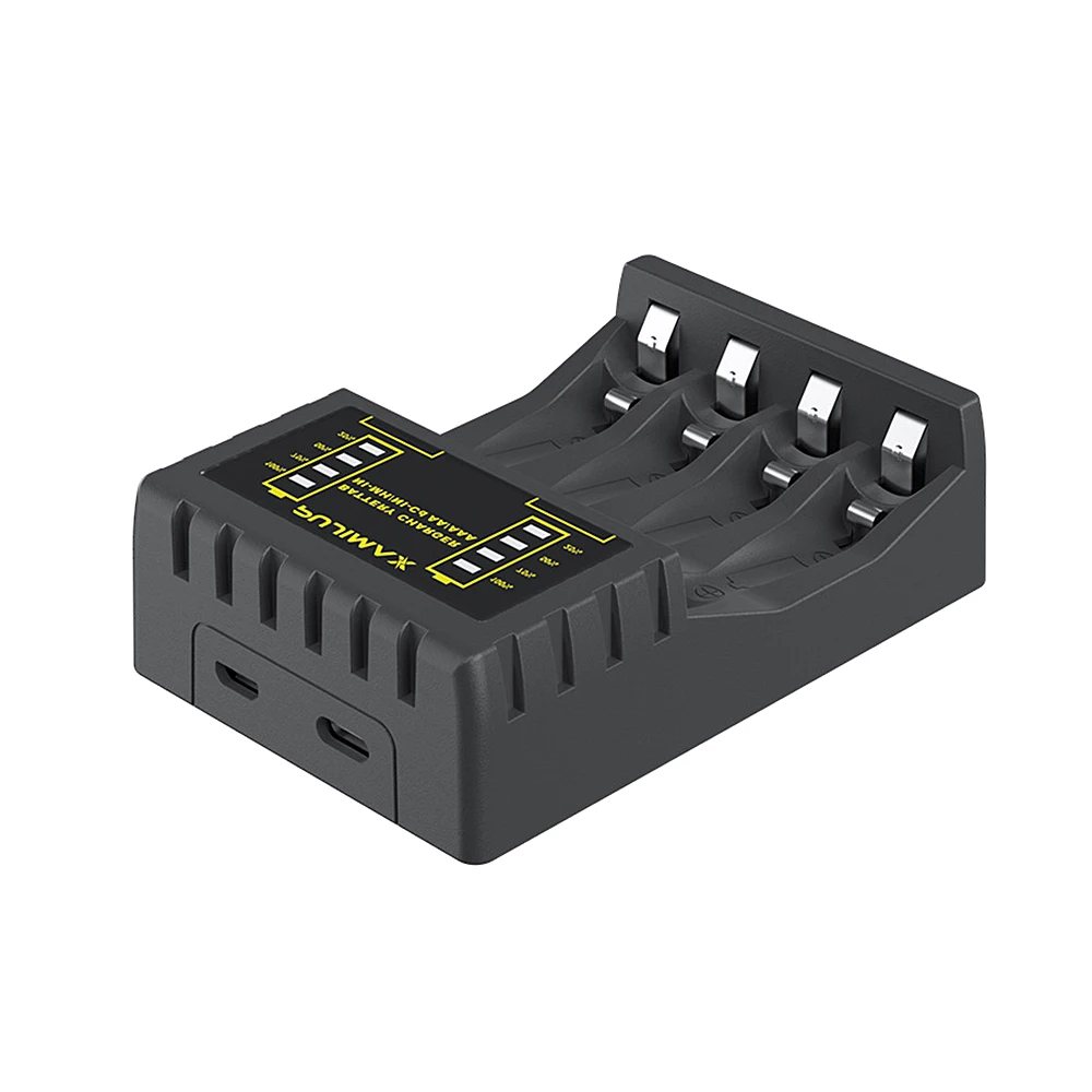 4-слотовое зарядное устройство для аккумуляторов AAA/AA, зарядное устройство со светодиодным индикатором, зарядный кабель для Ni-MH/Ni-Cd аккумуляторов AA/AAA