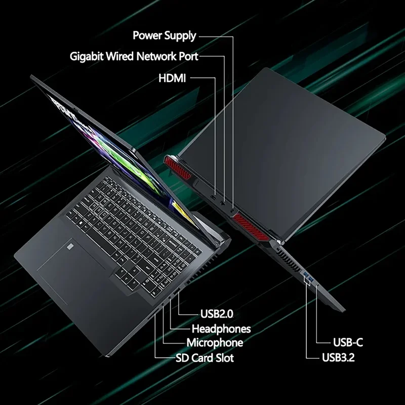 Gaming Laptop 16 inch Intel Core i9-12900H NVIDIA RTX 4060 8G 64GB RMD 4TB SSD DDR4 Windows 11 HD Camera WiFi6 Portable Computer