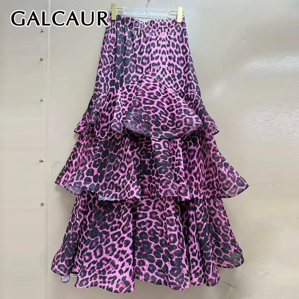 

GALCAUR хитовая цветная уличная юбка с оборками, женская свободная юбка с высокой талией в американском стиле ретро, осенний модный стиль
