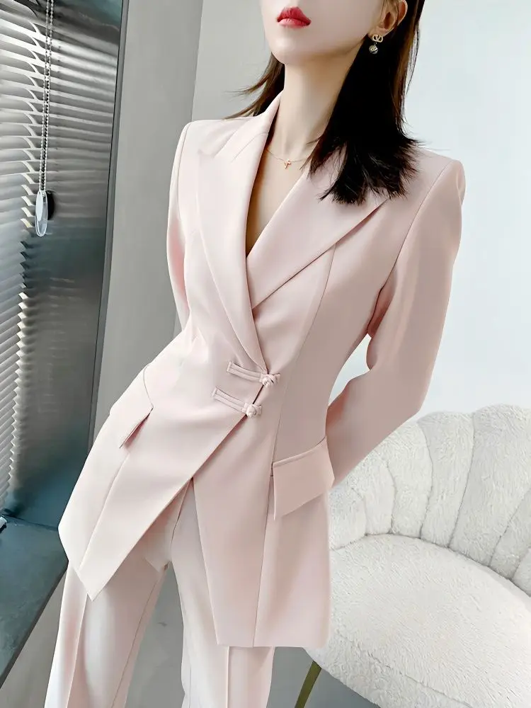 Insozkdg 2024 Spring Autumn Elegant Commuting Workplace Wear Women Suits Women's Solid Color Two-piece Set Groups Pant Sets Suit