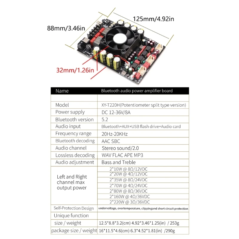 Powerful 220Wx2 Stereos Amplifier Module for Car AudioryHome Entertainment Drop Shipping