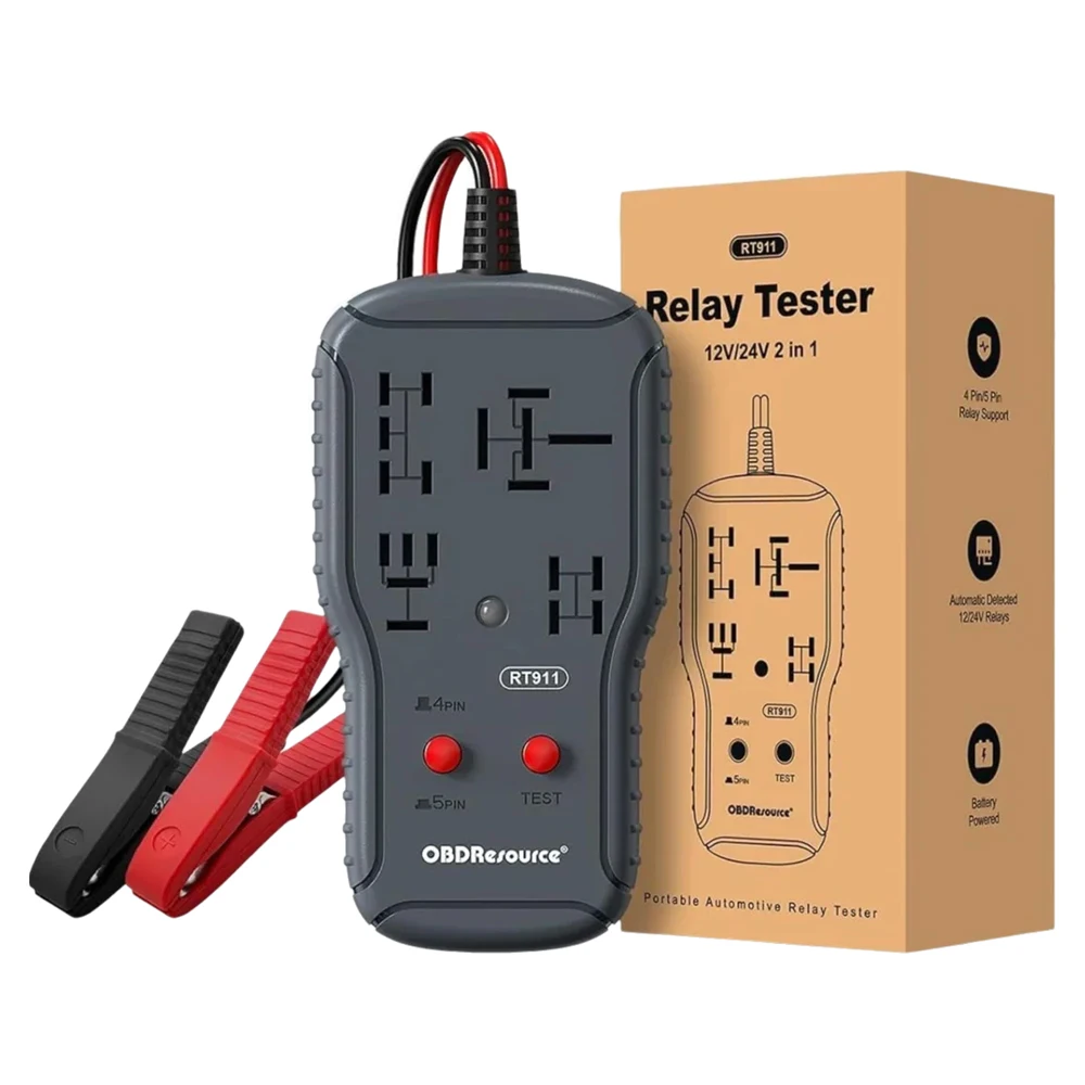 OBDresource Auto Relais Tester 12V 24V Draadloos 4-pins 5-pins Auto Relais Diagnose Tool 5-pins Positie Detector Relais Analysator