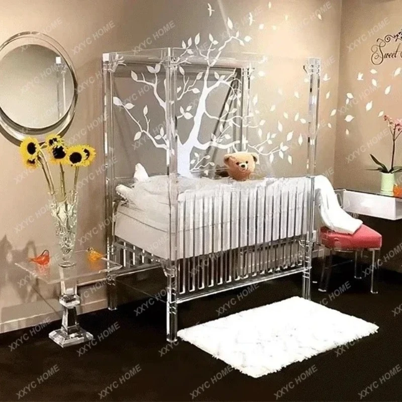 X-S Acrylic, bed adjustable, toddler newborn bed with mosquito net bracket can lift baby bedEsmt HG