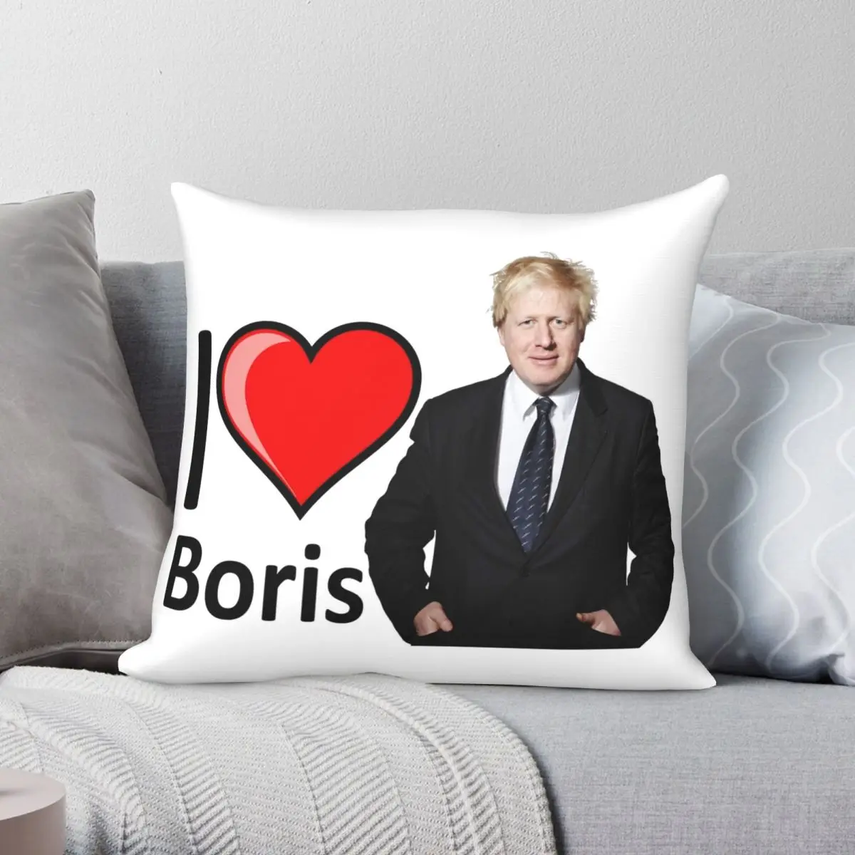 I Love Boris Johnson Pillowcase Polyester Linen Velvet Printed Zip Decor Car Cushion Cover