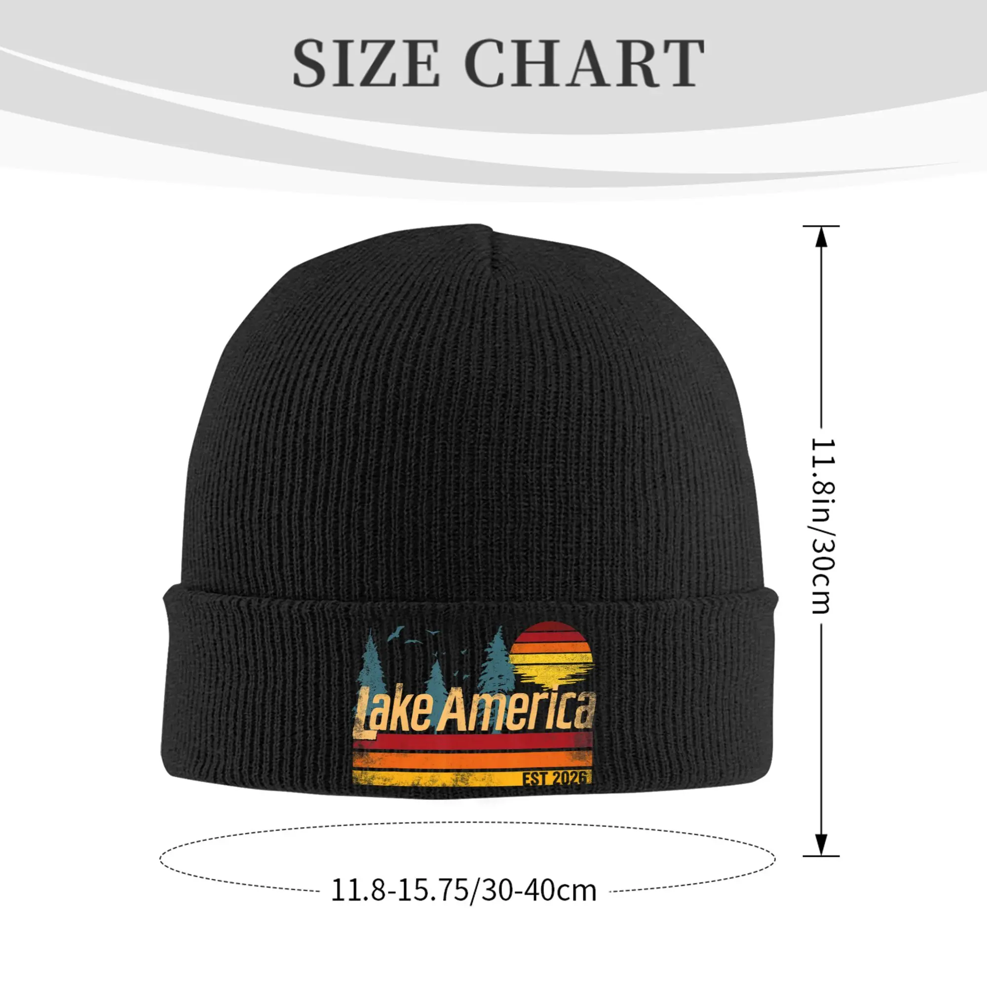 Lake America Vintage Sunset Beanie Hats Lake Ontario Knit Hat Men Women Trendy Warm Soft Caps Spring Outdoor Sport Bonnet Hats