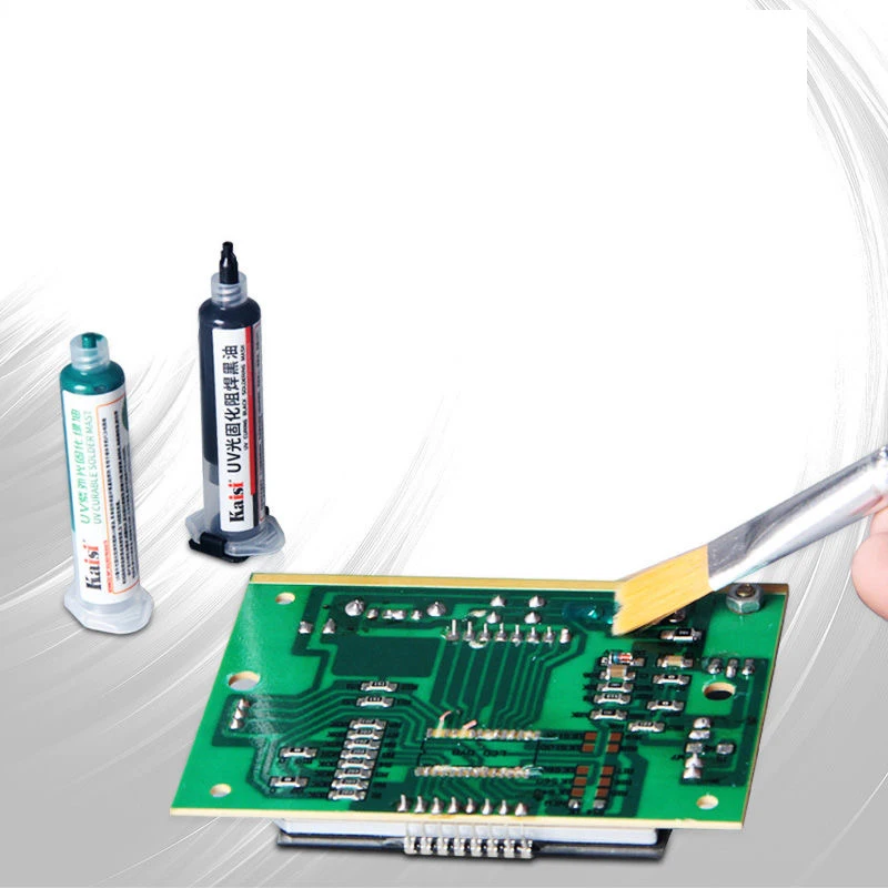 Encre de masque de soudure à durcissement UV, circuit imprimé PCB BGA, protection isolante, pâte à souder, outil de réparation, vert, bleu, jaune,