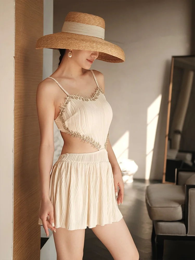 Sexy One-Piece Swimsuit Backless Magazine Style Vacation Women's High Pure Desire Sensual Cover up Casual Swimwear