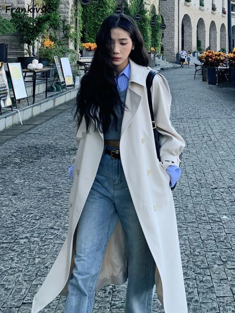 

Trench Women Autumn New Korean Style Temperament Advanced Baggy All-match Long Sleeve Harajuku Fashion Outwear College Popular