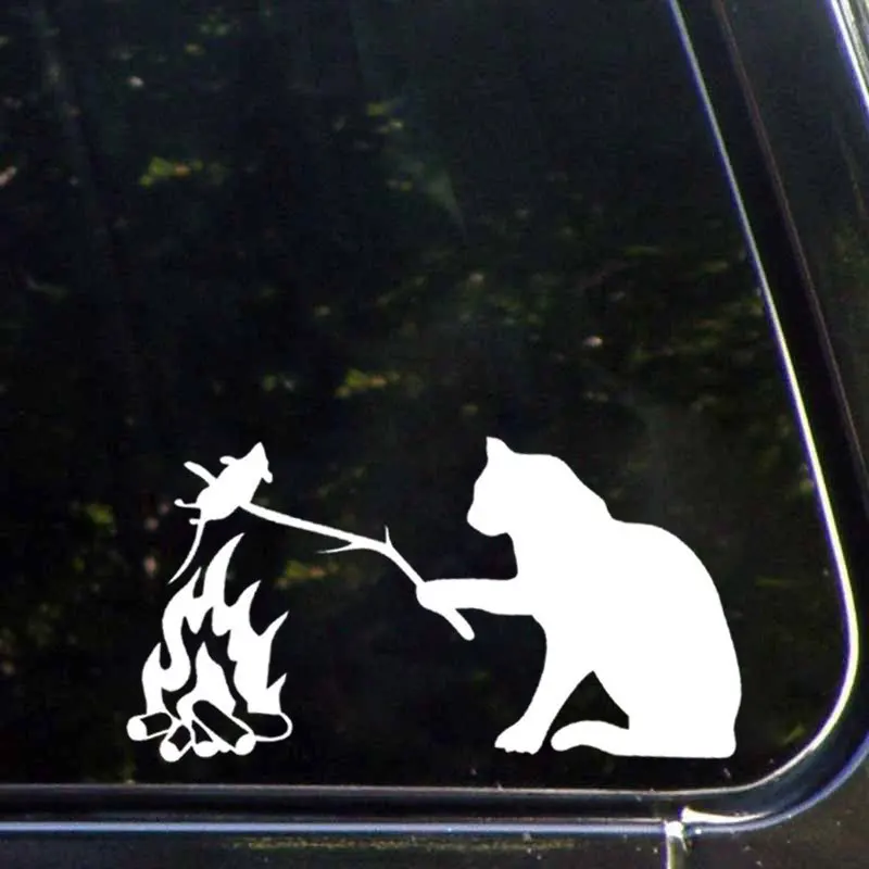 Creative Funny Cat Roast Mouse Car Sticker Reflective Cartoon Fun Sticker Car Rear Window Flower Sticker