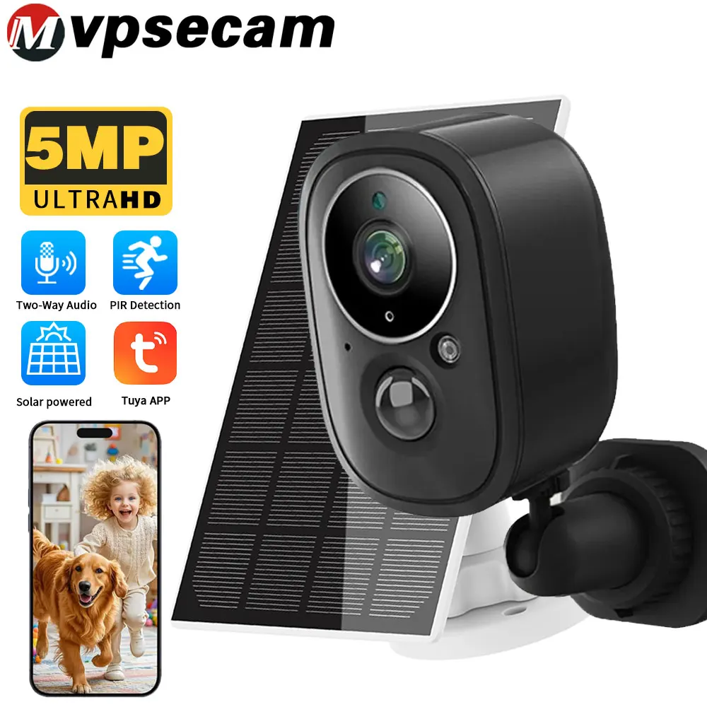 

Tuya 5MP WiFi Solar Panel Powered Camera Outdoor Waterproof Night Vision PIR Human Detection Wireless CCTV Surveillance Camera