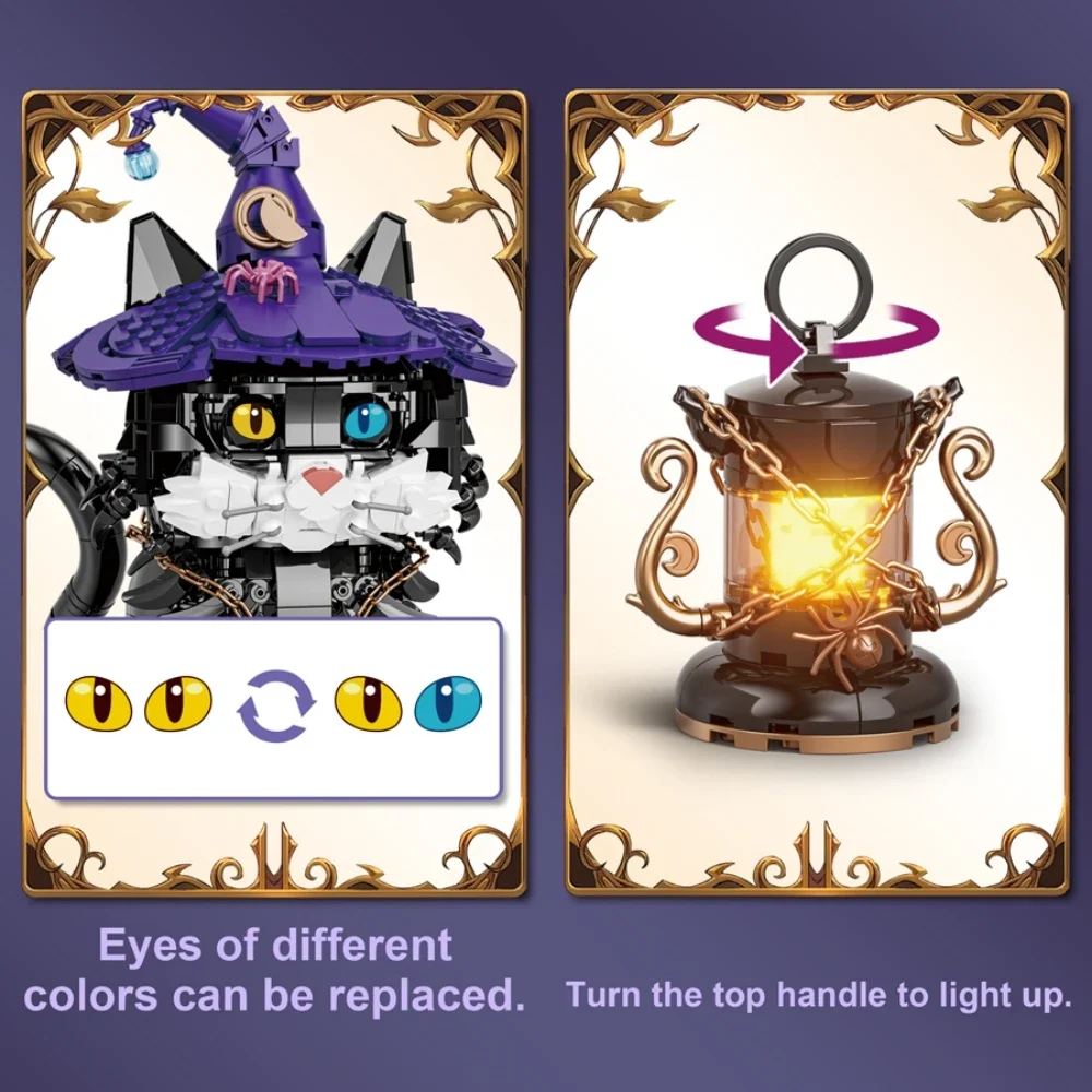 2026 kreative DIY Magie Film Welt Magie Katze Bausteine Set MOC Montage Spielzeug Für Kinder Geburtstag Weihnachten Geschenke 1128 stücke