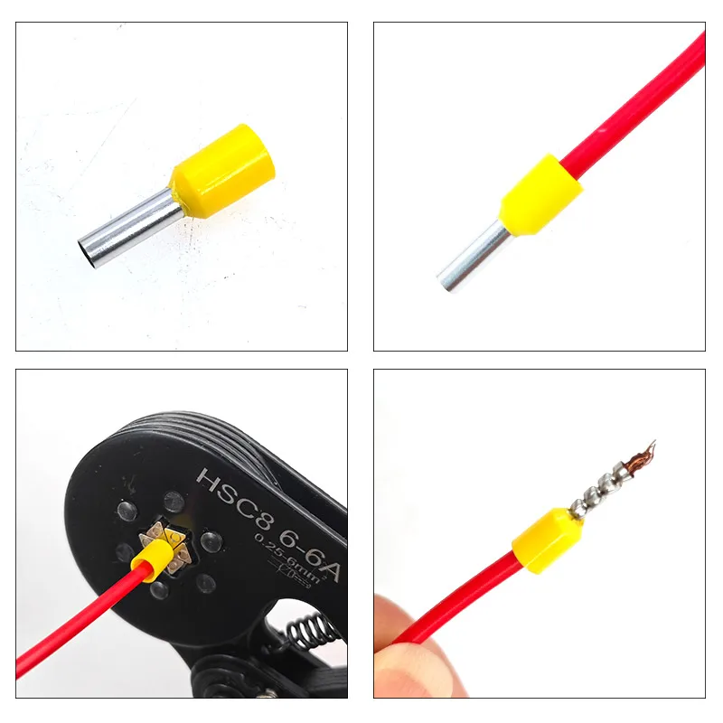 HSC8 6-6 6-4 Alicates de crimpado de terminales EU autoajustables 0.25-10mm² 23-7AWG VE/TE Herramientas manuales tubulares para terminales de goma, juego de 1200