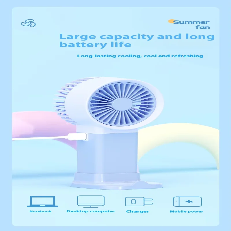 Multi-Color Handheld Small Fan, Easy to Enjoy Cool, Portable Two Colors, Dual-Purpose Desktop