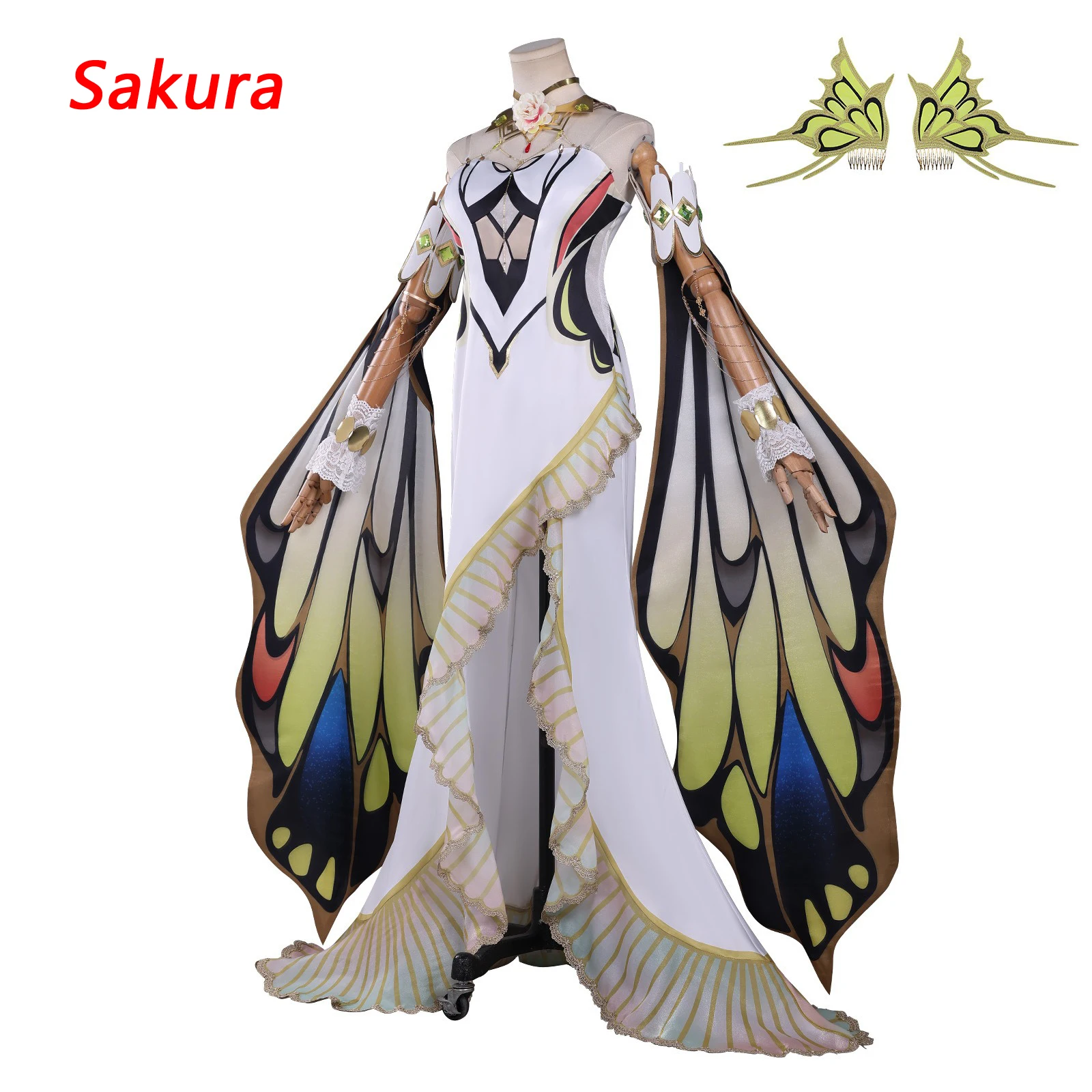 

Code Geass Cosplay CC Costume Lelouch of The Rebellion Butterfly Dress Wig Prop Set Masquerade Dress for Women Halloween Suits