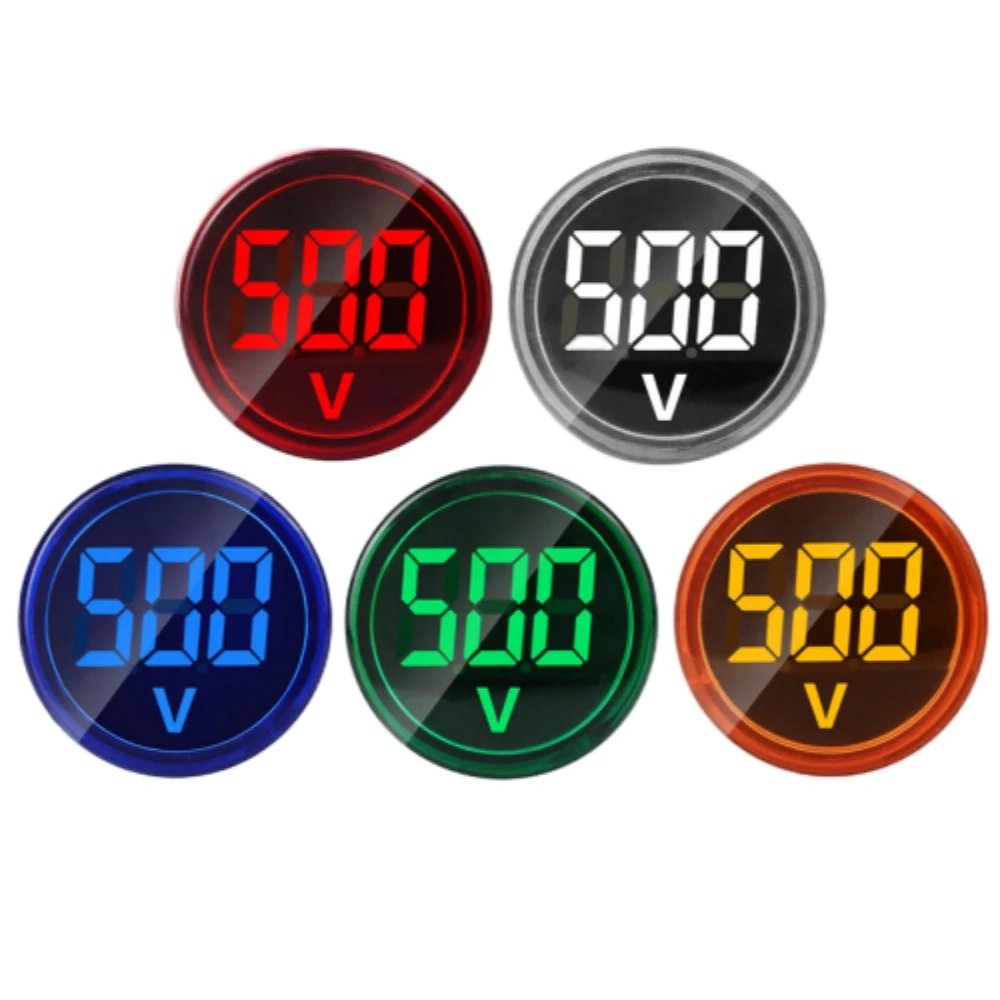 AC60-500V 22mm LED Digital Display Gauge Volt Voltage Meter Indicator Signal Lamp Voltmeter Lights Tester Combo Measuring Range