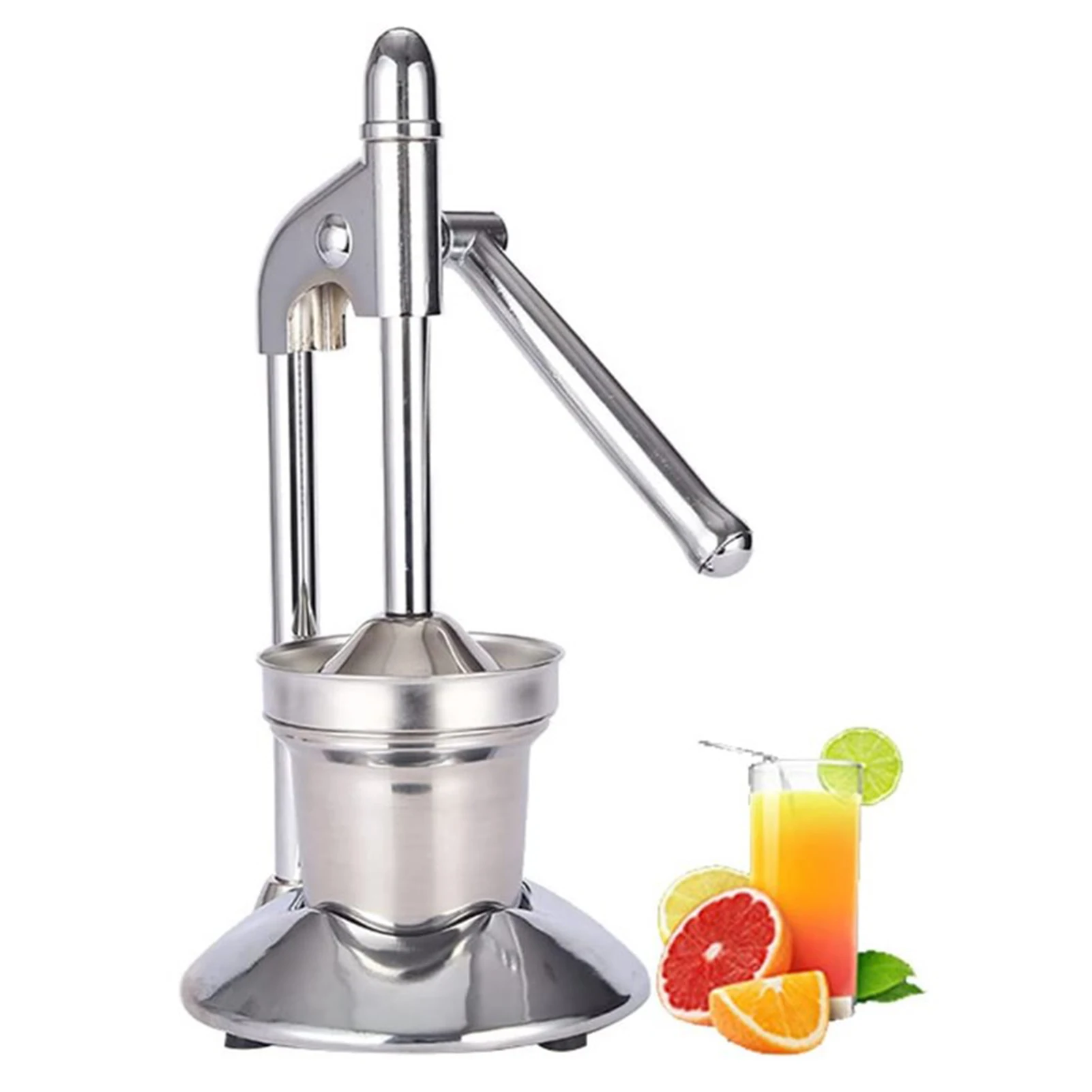 

Heavy Duty Hand Press Juicer Stainless Steel Manual Juice Squeezer With Rubber Pads Lemon Squeezer Detachable Design 16.5*36.5Cm