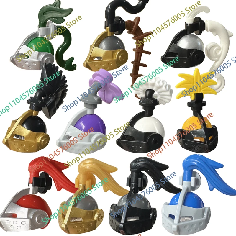 Medieval Figure Accessory Building Blocks Farmers Hat Bag Knights Helmets Shields Baseball Cap Boxing Gloves Toy Gift Bricks T20