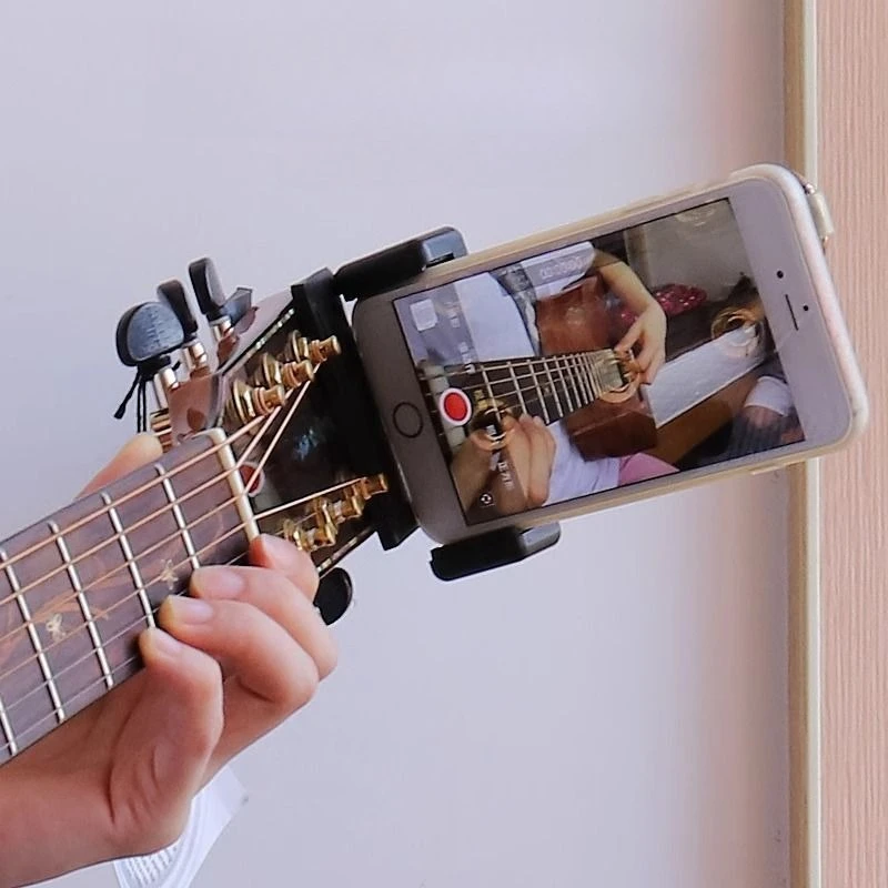 360° Rotation Guitar Phone Stand Holder Stable Guitar Live Streaming Holder Anti Slip Selfie Clip Desktop Shoot Video Fixed Clip
