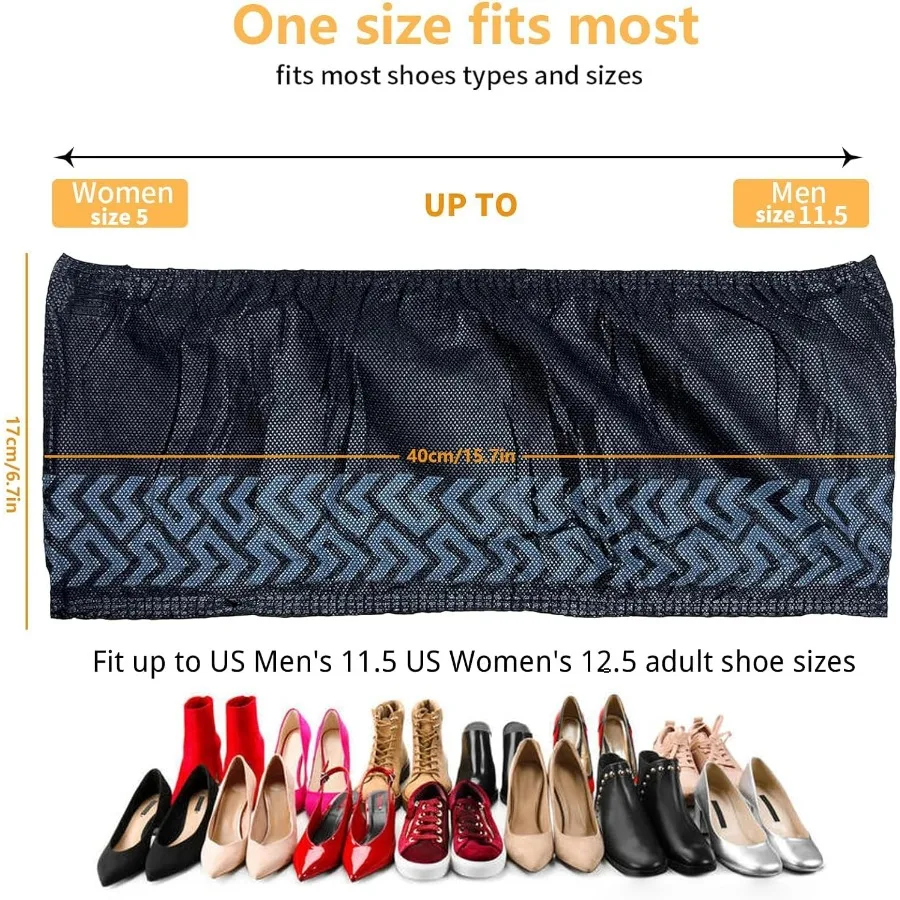 일회용 신발 커버 50팩 (25쌍) 내구성 있는 미끄럼 방지 방수 재활용 가능 부츠 커버 실내 및 실외 사용에 적합