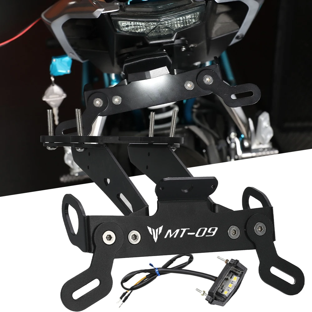 

For Yamaha MT-09 MT09 MT 09 SP 2021- 2024 2023 Rear Fender Registration Bracket License Plate Holder Frame Tail Tidy LED light