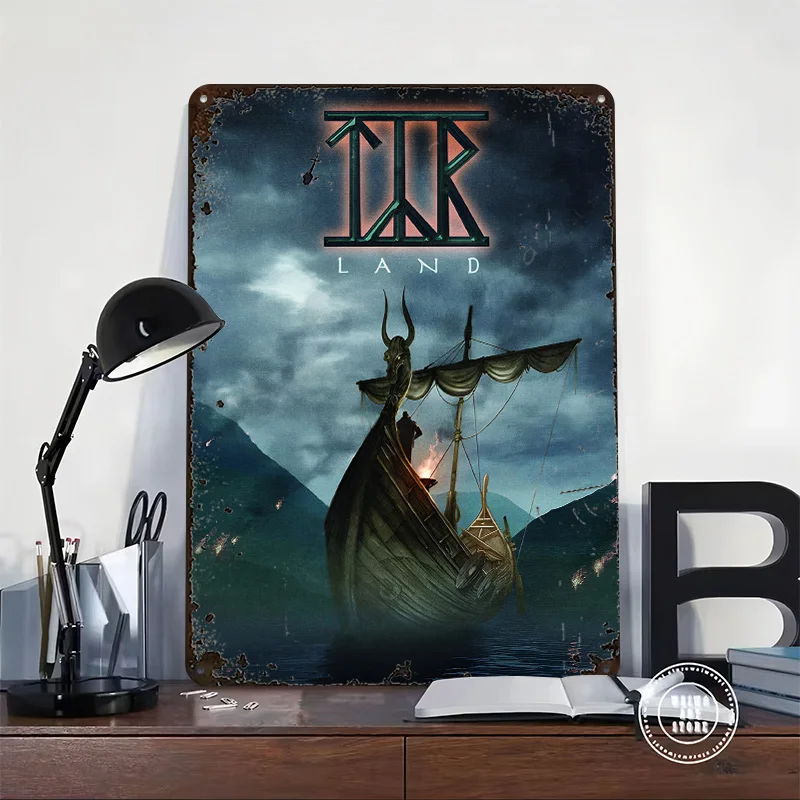 T??r Land Viking Ship 3D Texture Metal Poster Customized Wall Art Tin Sign Gift for Mancave Luxury Home Decor Items Man Cave