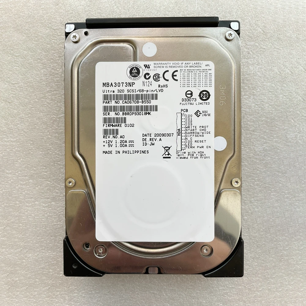 MBA3073NP For Fujitsu 73GB 68PIN 15K U320 3.5' SCSI Hard Disk Industrial Medical Equipment HDD