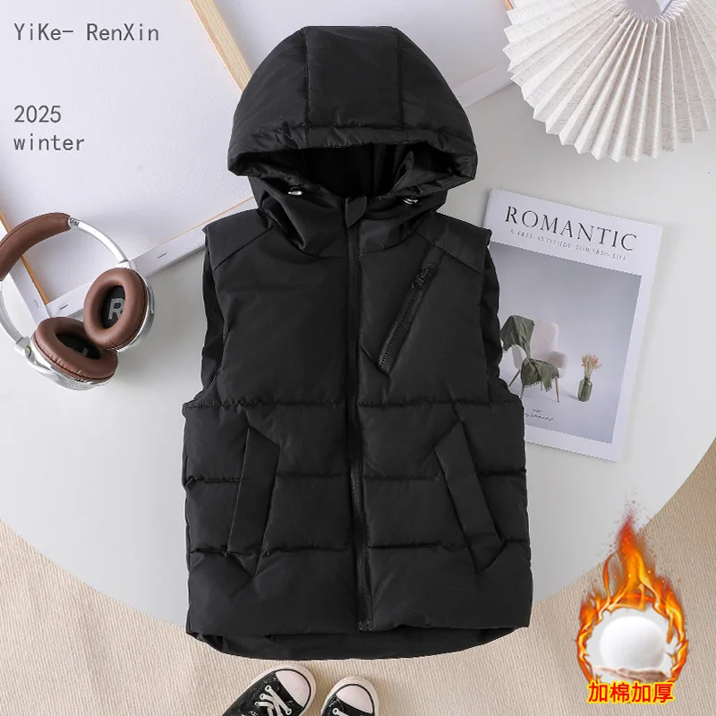 

Прибытие! Стильные детские мягкие жилеты с капюшоном разных модных дизайнов, зима 2025 года, идеально подходящие для мальчиков и девочек, для дополнительного тепло