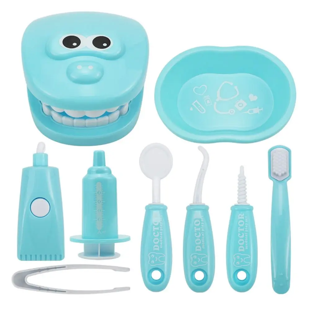 9pcs/set Funny Children Role Playing Early Learning Pretend Play Simulation Hospital Doctor Toys Dentist Check Teeth