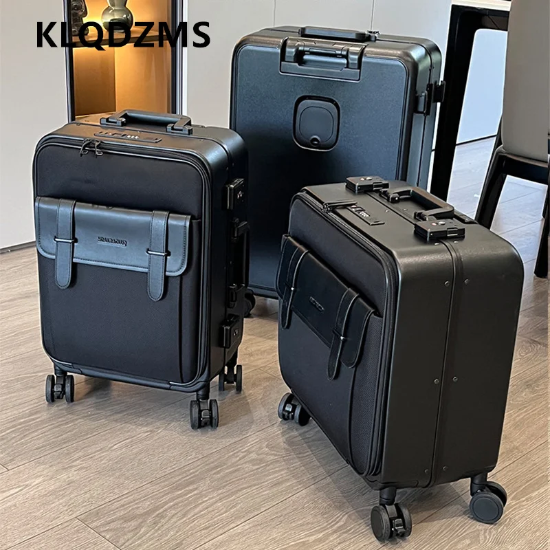 

KLQDZMS чемодан из ткани Оксфорд + чемодан для посадки из ПК, деловой чемодан на колесиках, дорожная сумка в стиле тележки, 18 "20" 24 дюймов, чемодан на колесиках