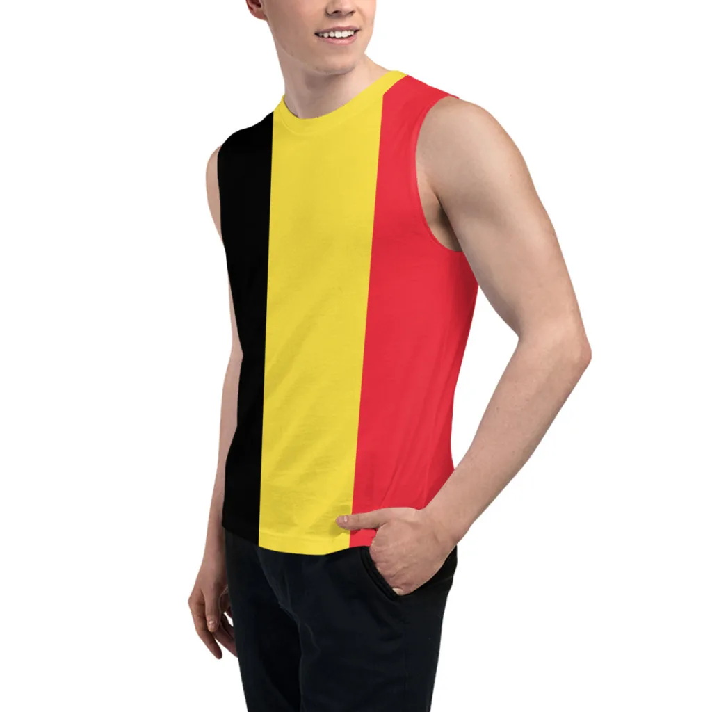 Sleeveless T-shirt Belgium Flag 3D Men's Boys Tshirt Gyms Tank Tops Fitness Joggers Basketball Training Vest