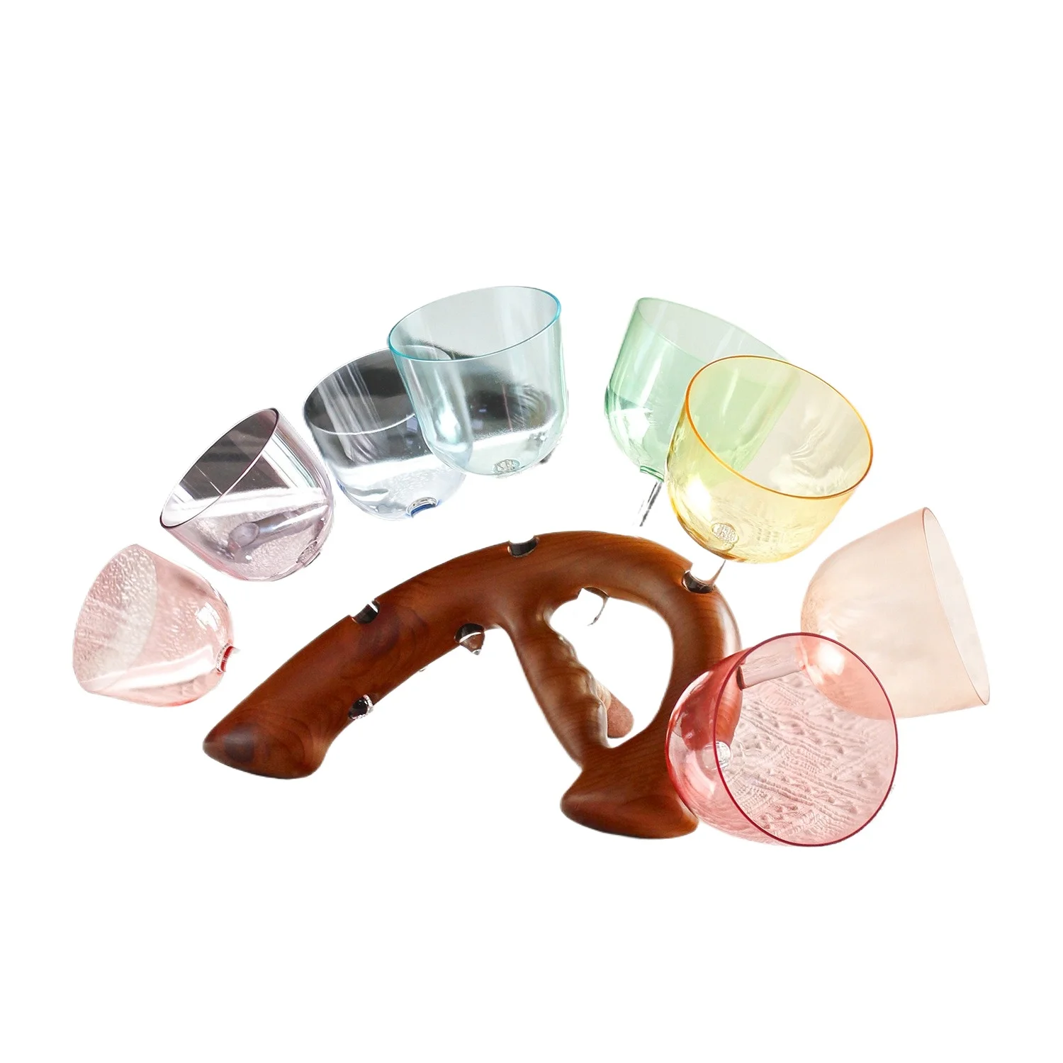The Clear Series Handheld Crystal Bowl, Colorful 8-Tone Yoga Meditation Buddha Sound Bowl, Ear  Relief Quartz