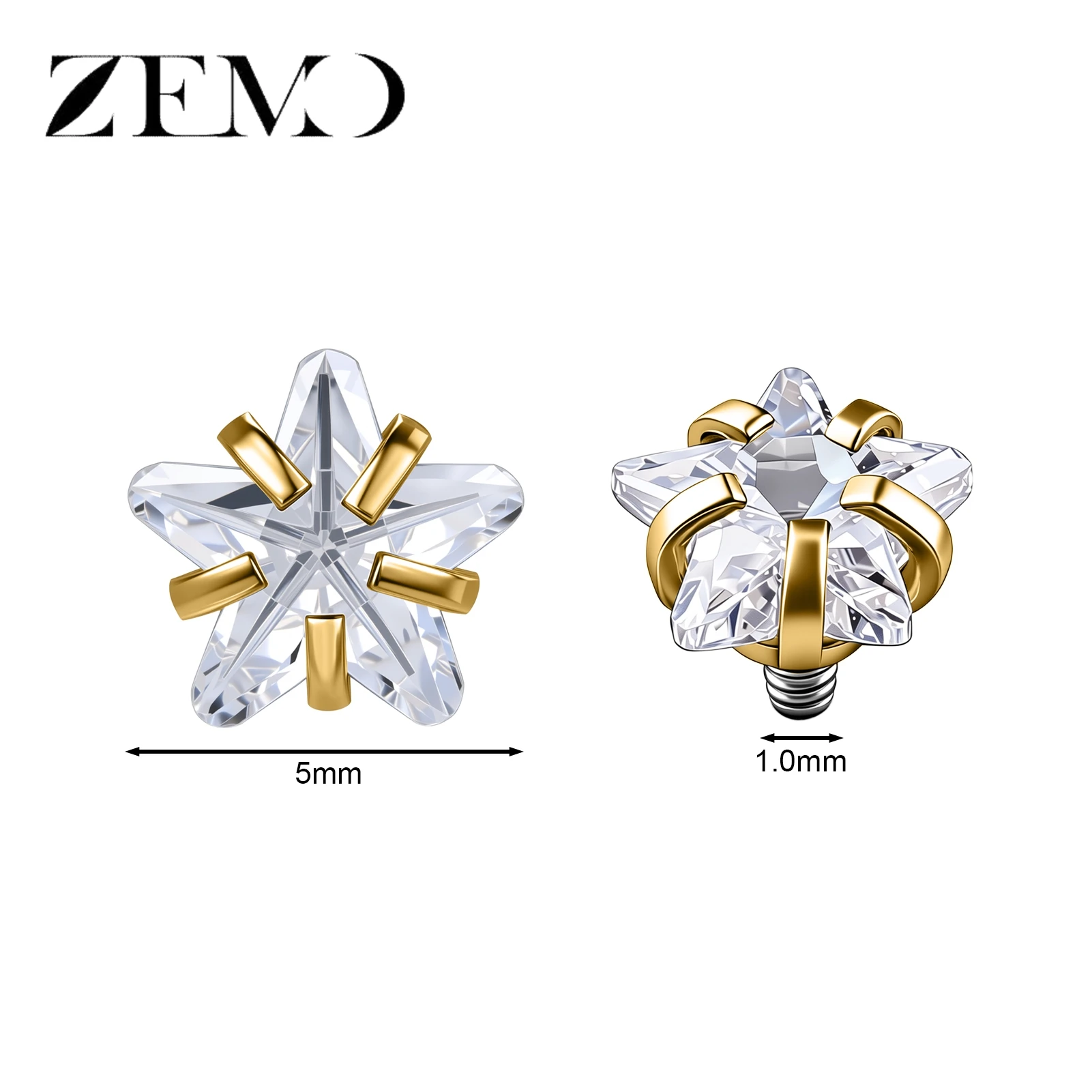 Stainless Steel Dermal Anchor Top with CZ Crystal