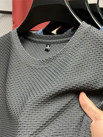 Summer Mesh Ice Silk T-shirt Men's Short Sleeve Round Neck 2023 New Half Sleeve Men Thin Solid Color Tees Top