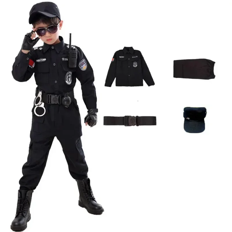 Children Policeman Costumes Kids Police Uniform Boys Girls Army Policemen Cosplay Clothing Suit Halloween Party Carnival Gift