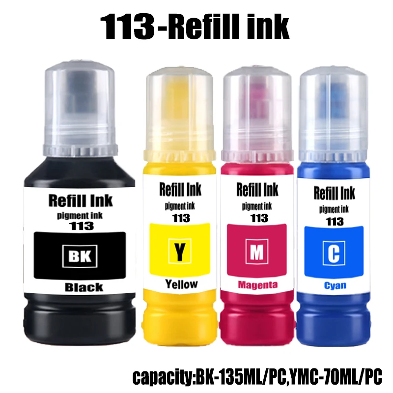 

Совместимый набор чернил для заправки Epson 113, пигментные чернила, чернила на основе красителя для принтеров Epson ET-5150, ET-5170, ET-5800, ET-5850, ET-5880.