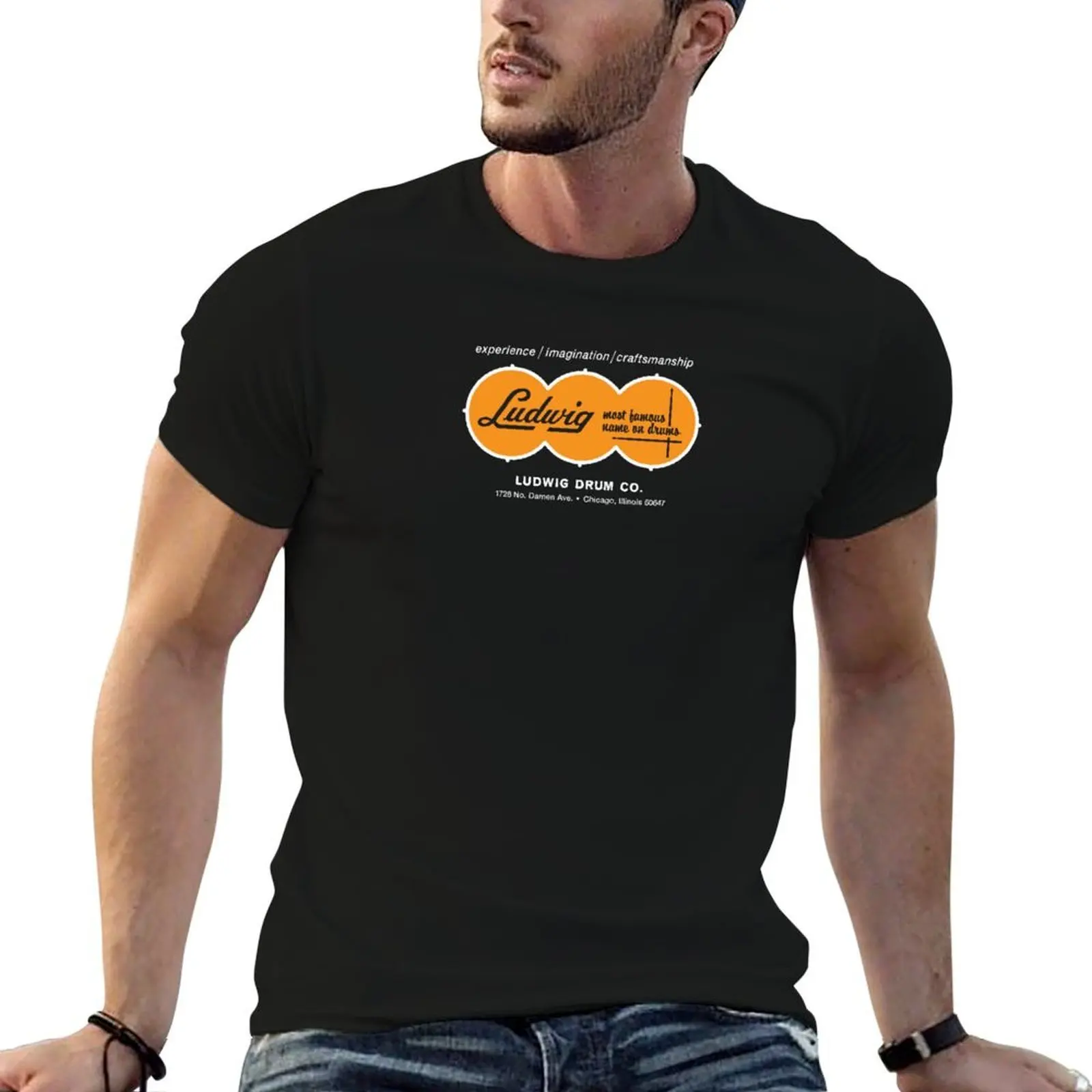 Ludwig Drum Co 1967 Catalog Lockup - for dark backgrounds T-Shirt Blouse quick drying heavy weight t shirts for men