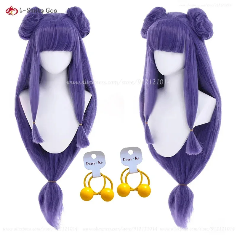 

Anime Ranma Shampoo Cosplay Wig Long Purple Wig With Pre Styled Buns Heat Resistant Synthetic Hair Halloween Cosplay Anime Wigs