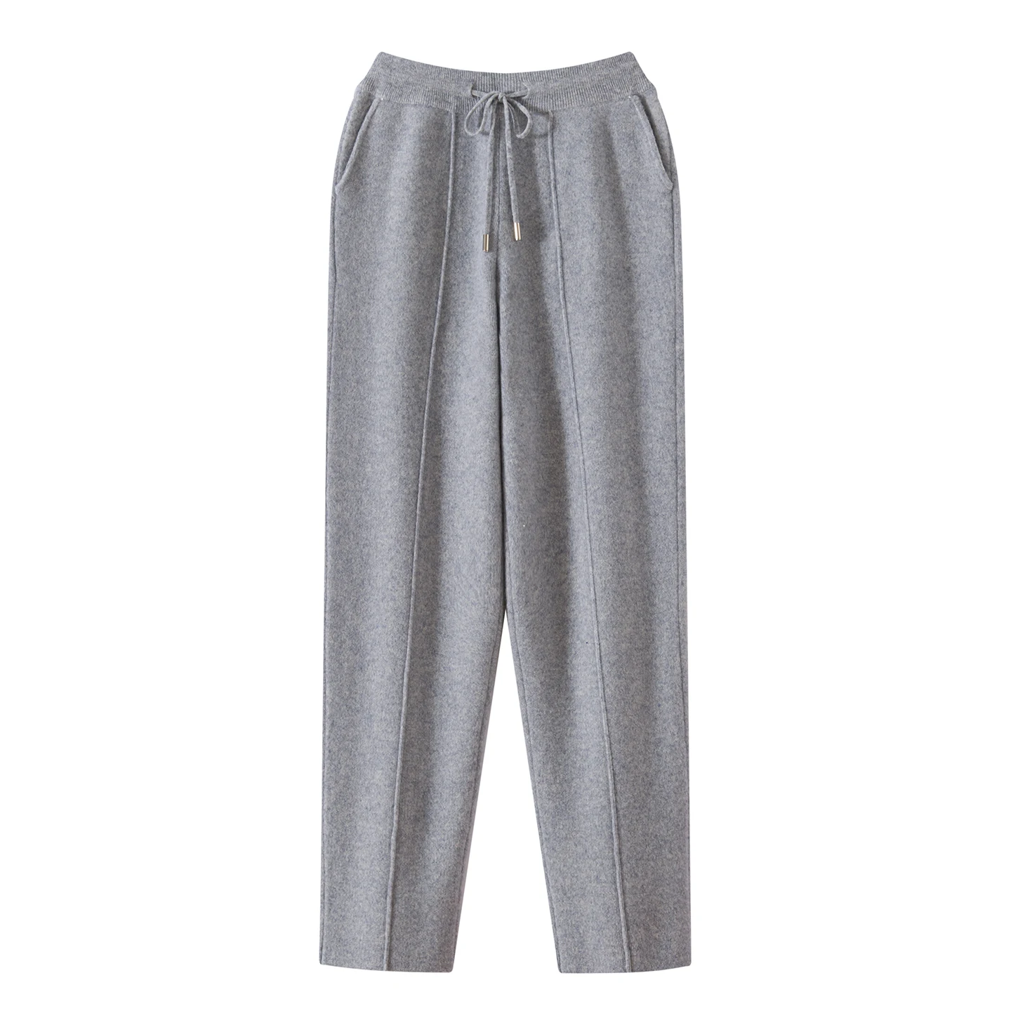 Men Knitted 100% Merino Wool Pants Mid Line Decoration Side Pocket Stretch Waist Style High quality Warmth Thicken Pencil Pants